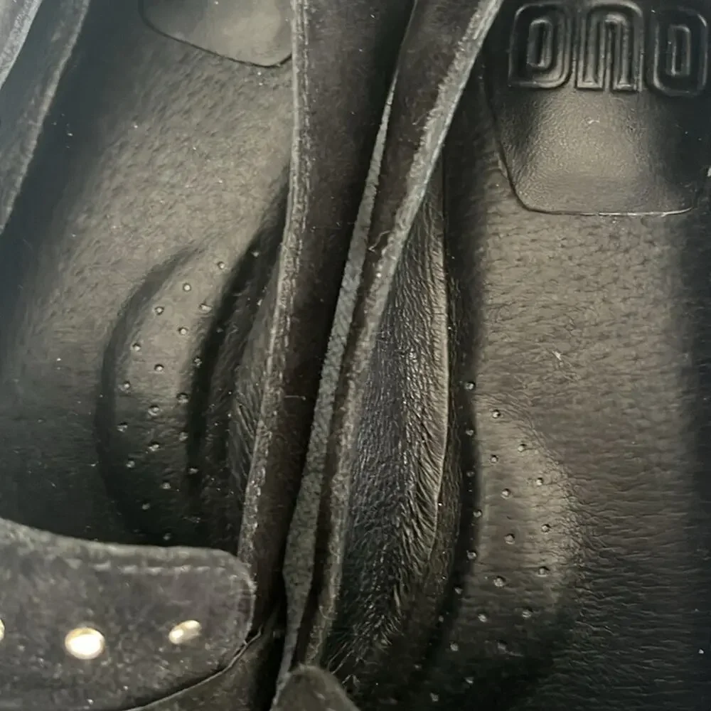 ONO NAKINA KILTIE SUEDE LEATHER STUDDED LOAFERS  BLK 7.5 M - Picture 7 of 8